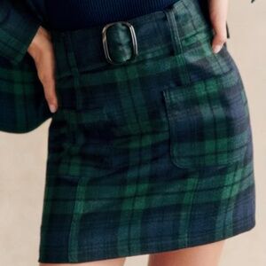 Gillie Skirt Sézane Navy Tartan Size 8 (40 FR) Like New Condition